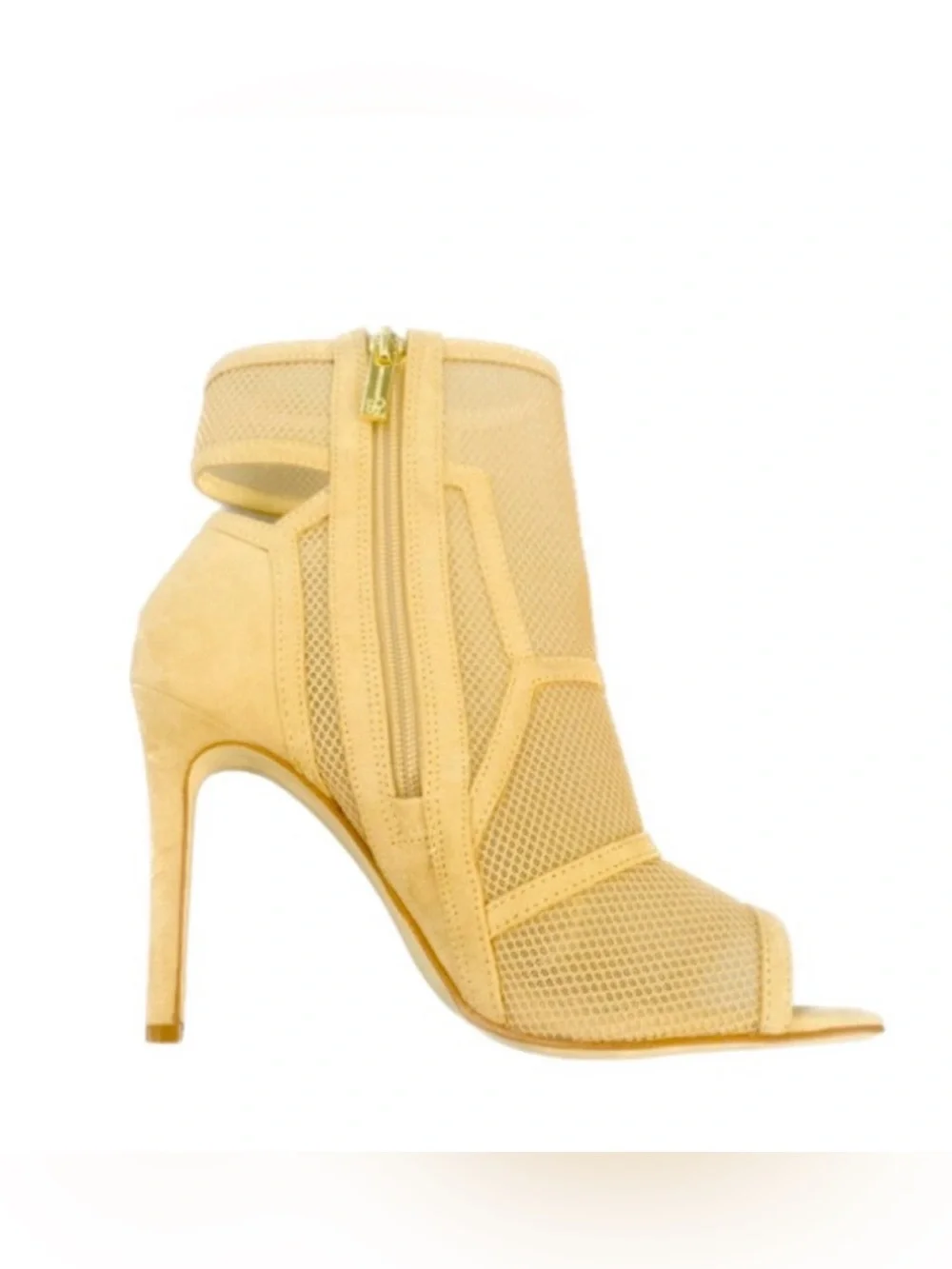 Jessica Simpson Jassie Mesh Peep Toe Booties Beige/Tan Size 8.5 NWOT